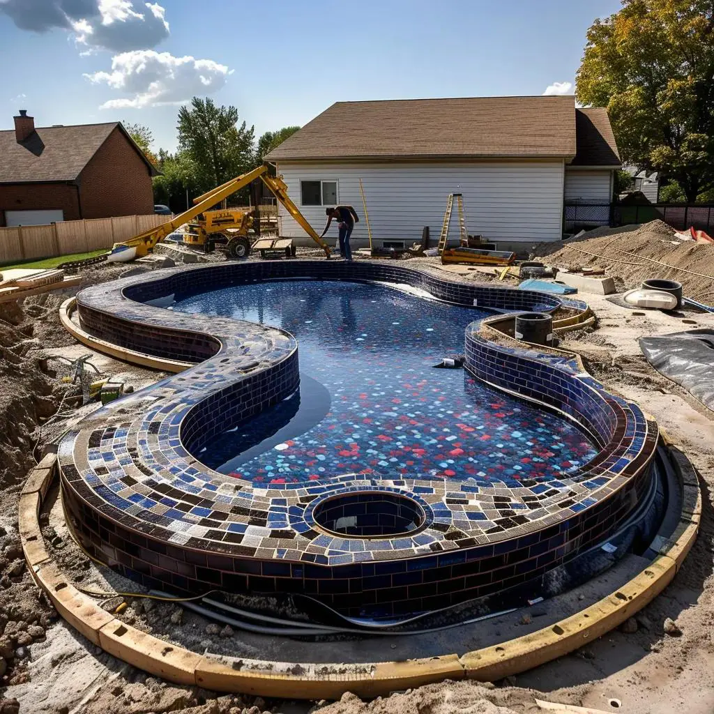 Installation of a customizable vinyl liner pool, illustrating the flexibility and design options available