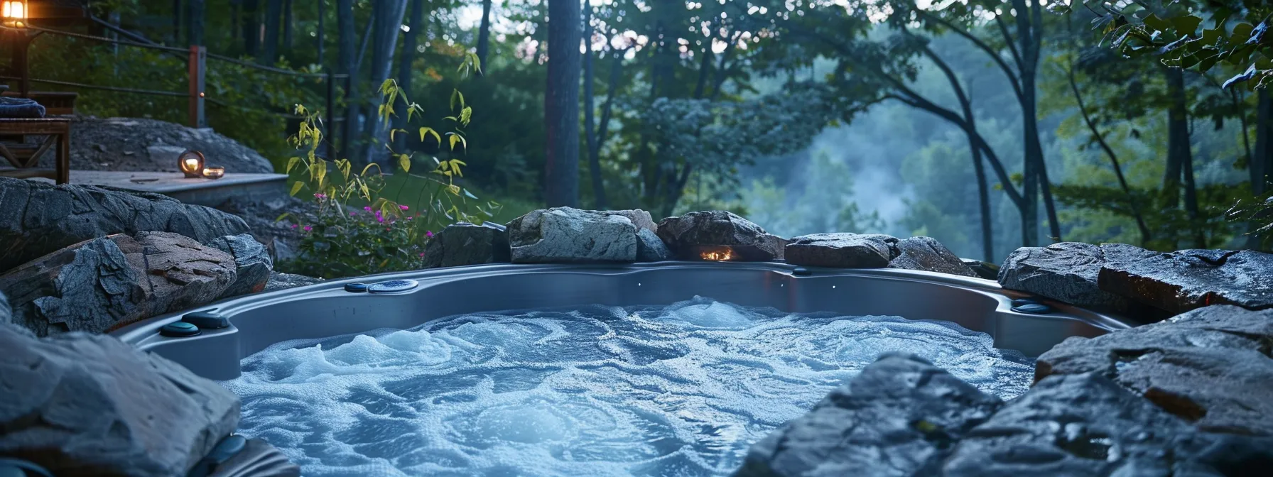 a luxurious hot tub surrounded by beautiful scenery in eau claire, wi.