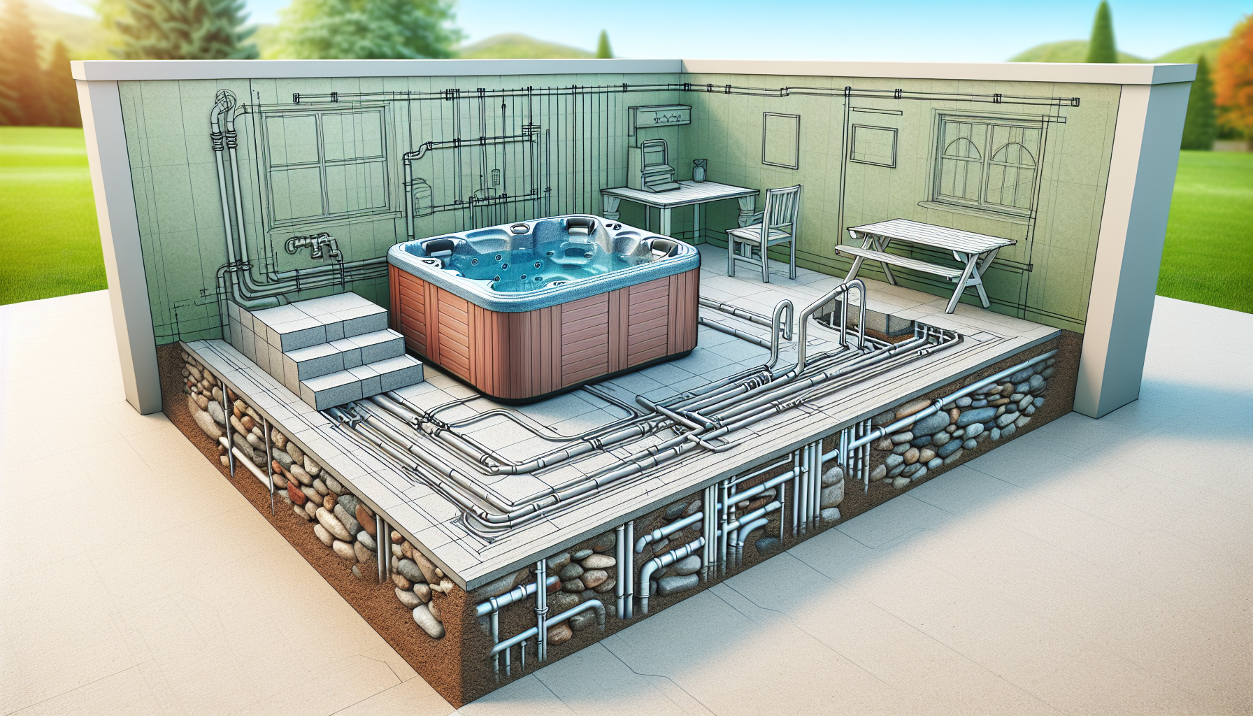 hot tub space and site preparation