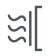 A simple icon showing three wavy lines approaching a vertical barrier, representing heat or air flow hitting a surface, often used to symbolize insulation or thermal resistance.