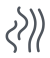 Three wavy black lines of varying thickness stand vertically on a white background, resembling the universal symbol for steam, heat, or aroma.